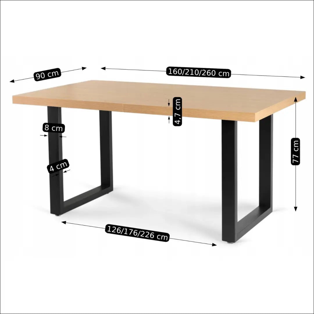 Prailginamas stalas iš MDF juodos spalvos / ąžuolo 160-260 cm TE164 - €372 Save 15% __label:Pristatymas 5-14 d.d.,