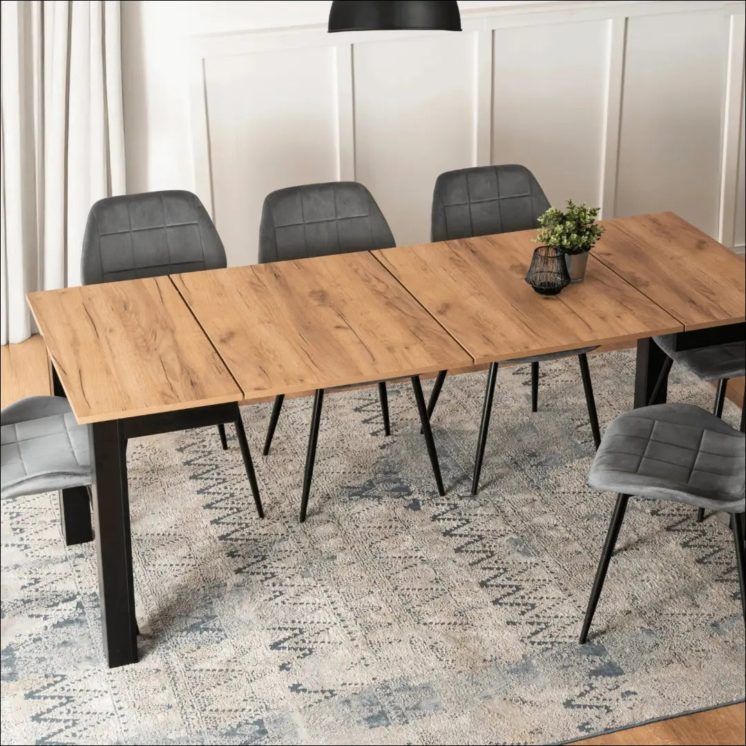 Prailginamas stalas iš MDF juodos spalvos / ąžuolo 80-200 cm TE825 - €228 Save 15% __label:Pristatymas 5-14 d.d.,