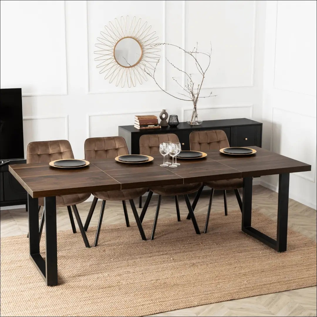 Prailginamas stalas iš MDF juodos spalvos / riešuto 130-230 cm TE769 - €358 Save 15% __label:Pristatymas 5-14 d.d.,