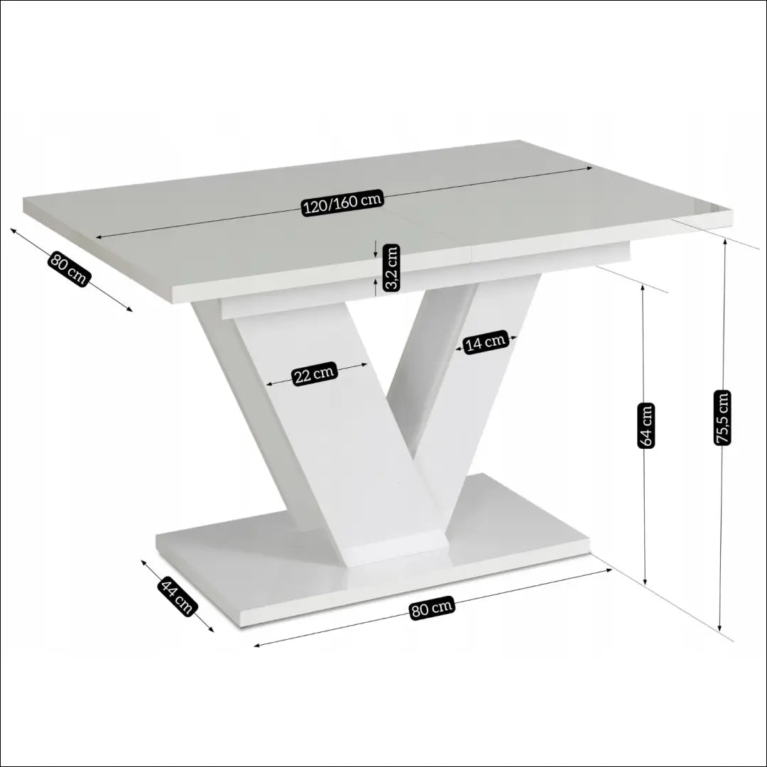 Prailginamas stalas iš medžio drožlių plokštės baltos spalvos 120-160 cm TE268 - €374 Save 15% __label:Pristatymas 5-14