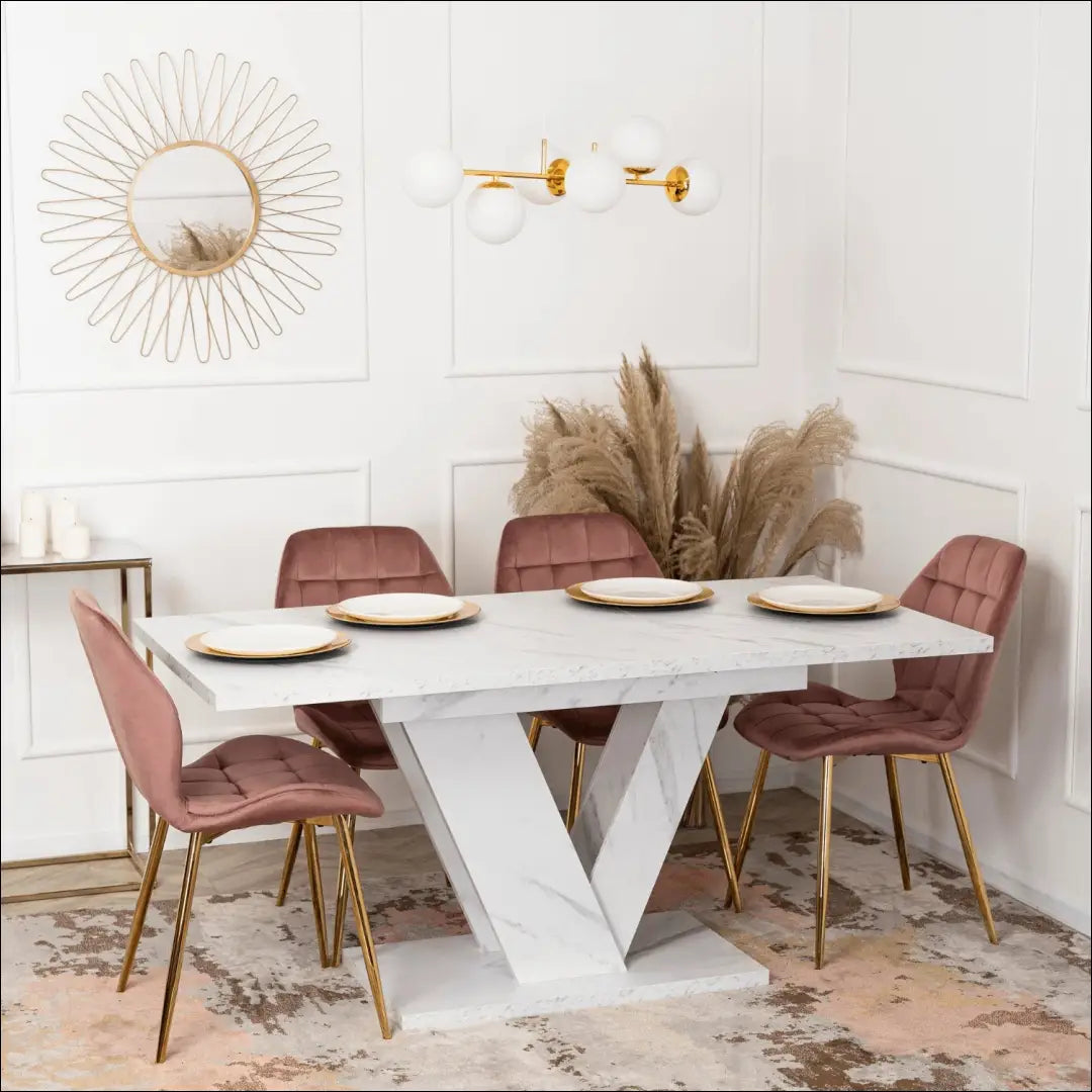 Prailginamas stalas iš medžio drožlių plokštės baltos spalvos / marmuro 120-160 cm TE266 - €287 Save 15%
