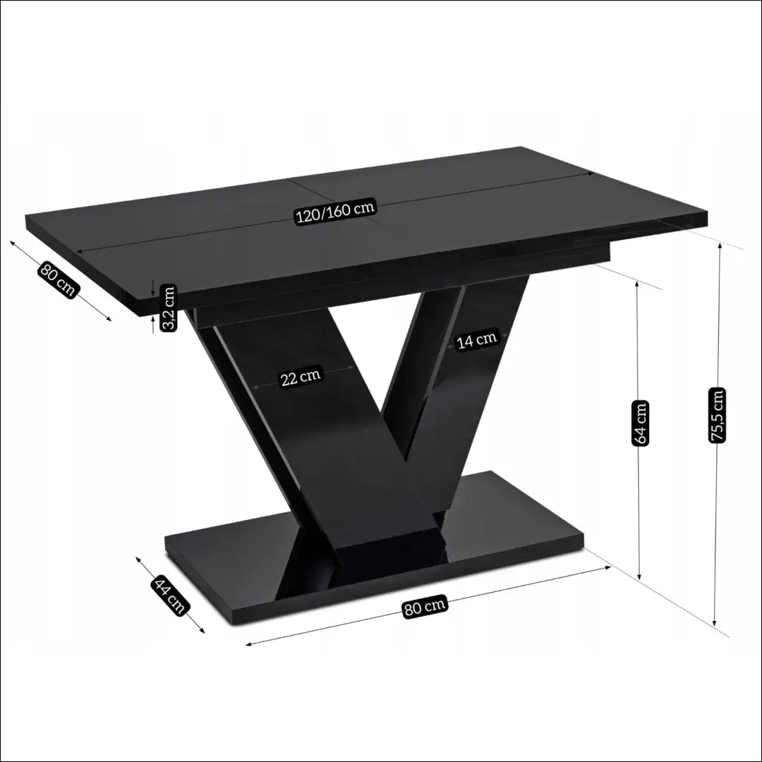 Prailginamas stalas iš medžio drožlių plokštės juodos spalvos 120-160 cm TE269 - €374 Save 15% __label:Pristatymas 5-14