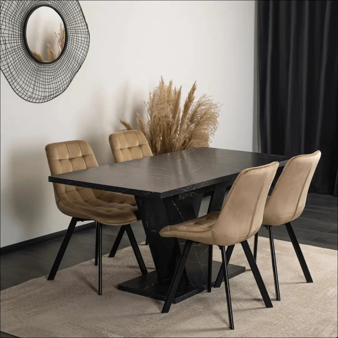Prailginamas stalas iš medžio drožlių plokštės juodos spalvos / marmuro 120-160 cm TE270 - €287 Save 15%