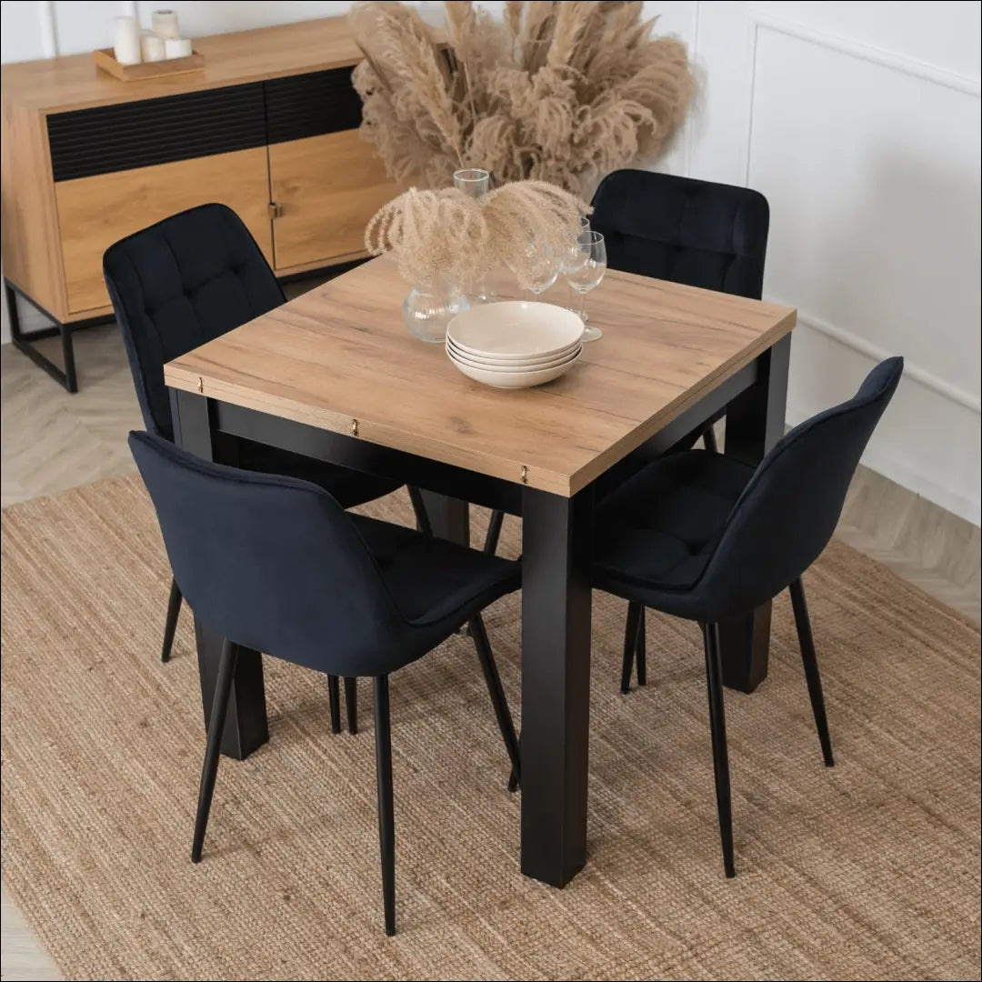 Prailginamas stalas iš medžio drožlių plokštės juodos spalvos / ąžuolo 80-160 cm TE506 - €182 Save 15% 100-200,