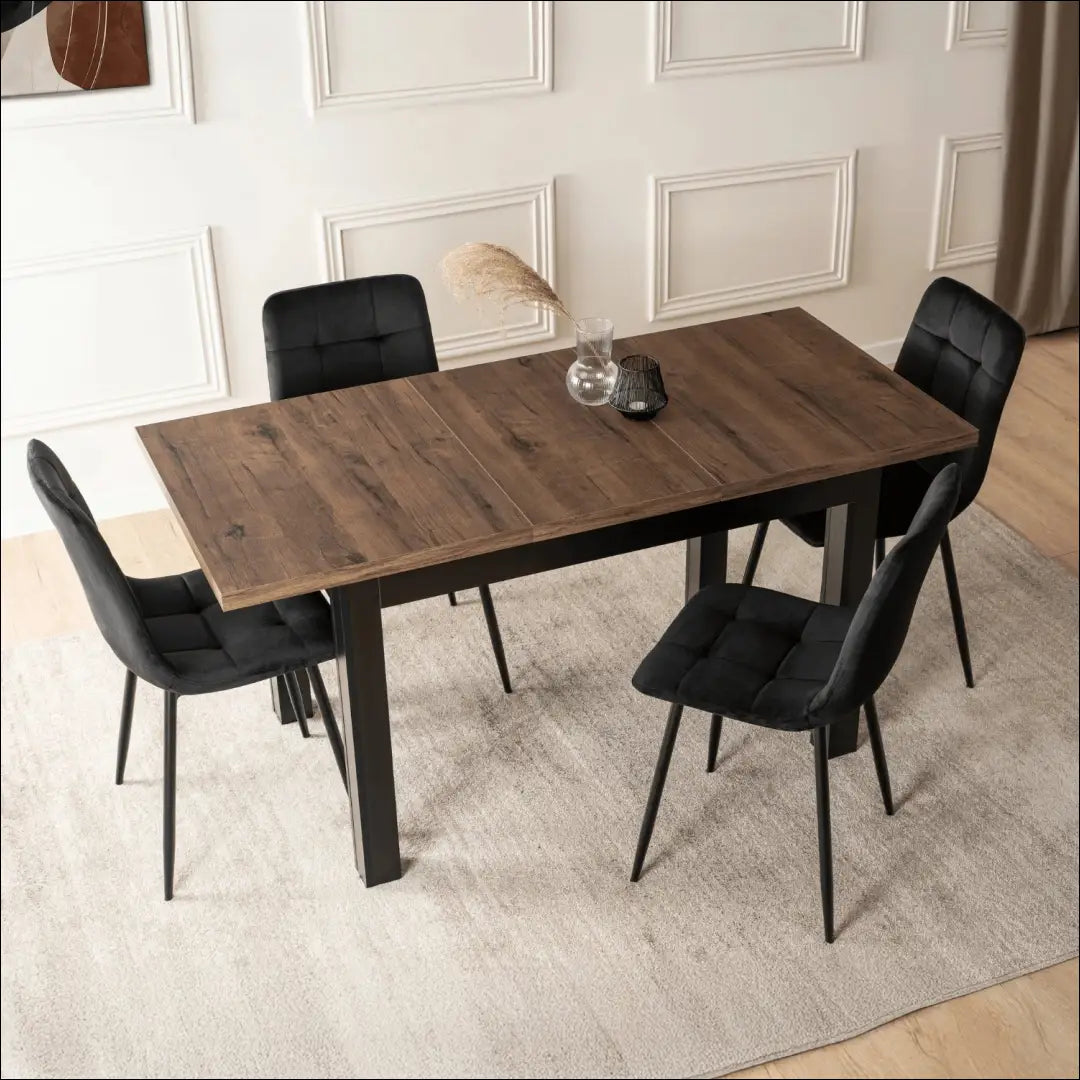Prailginamas stalas iš medžio drožlių plokštės juodos spalvos / riešuto 120-160 cm TE992 - €190 Save 15% 100-200,