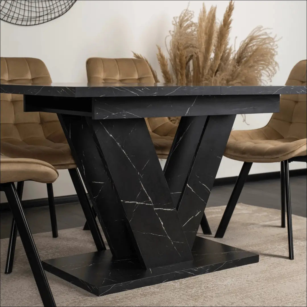 Prailginamas stalas iš medžio drožlių plokštės juodos spalvos / marmuro 120-160 cm TE270 - €287 Save 15%