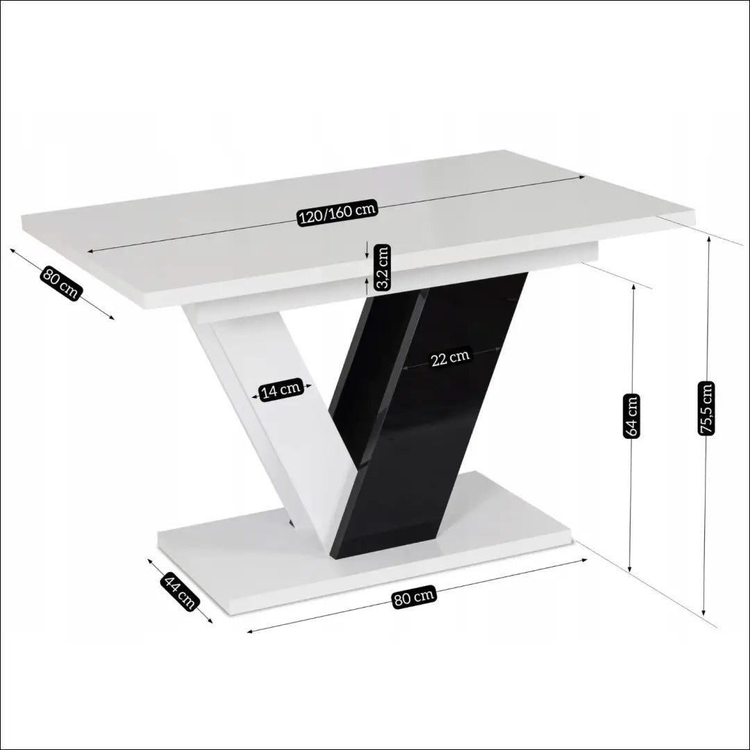 Prailginamas stalas iš medžio drožlių plokštės juodos spalvos / baltos 120-160 cm TE267 - €374 Save 15%