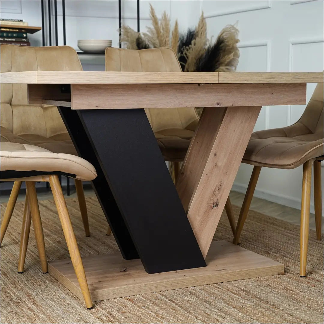 Prailginamas stalas iš medžio drožlių plokštės juodos spalvos / ąžuolo 120-160 cm TE271 - €273 Save 15%