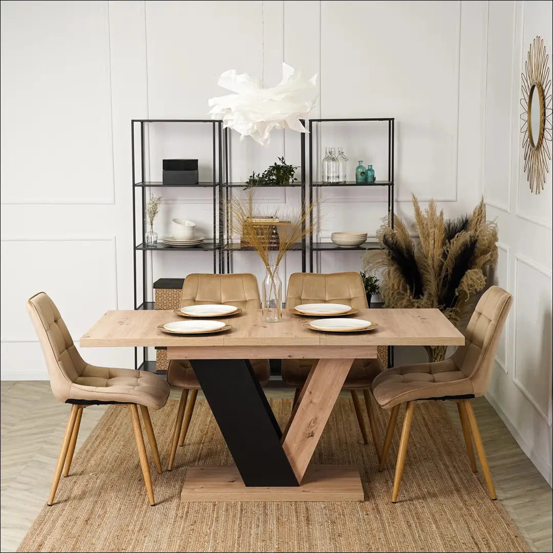Prailginamas stalas iš medžio drožlių plokštės juodos spalvos / ąžuolo 120-160 cm TE271 - €273 Save 15%