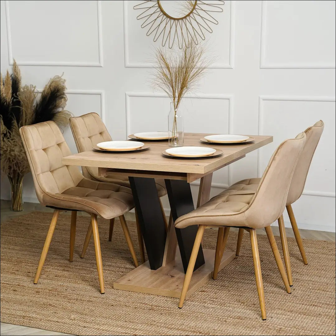 Prailginamas stalas iš medžio drožlių plokštės juodos spalvos / ąžuolo 120-160 cm TE271 - €273 Save 15%