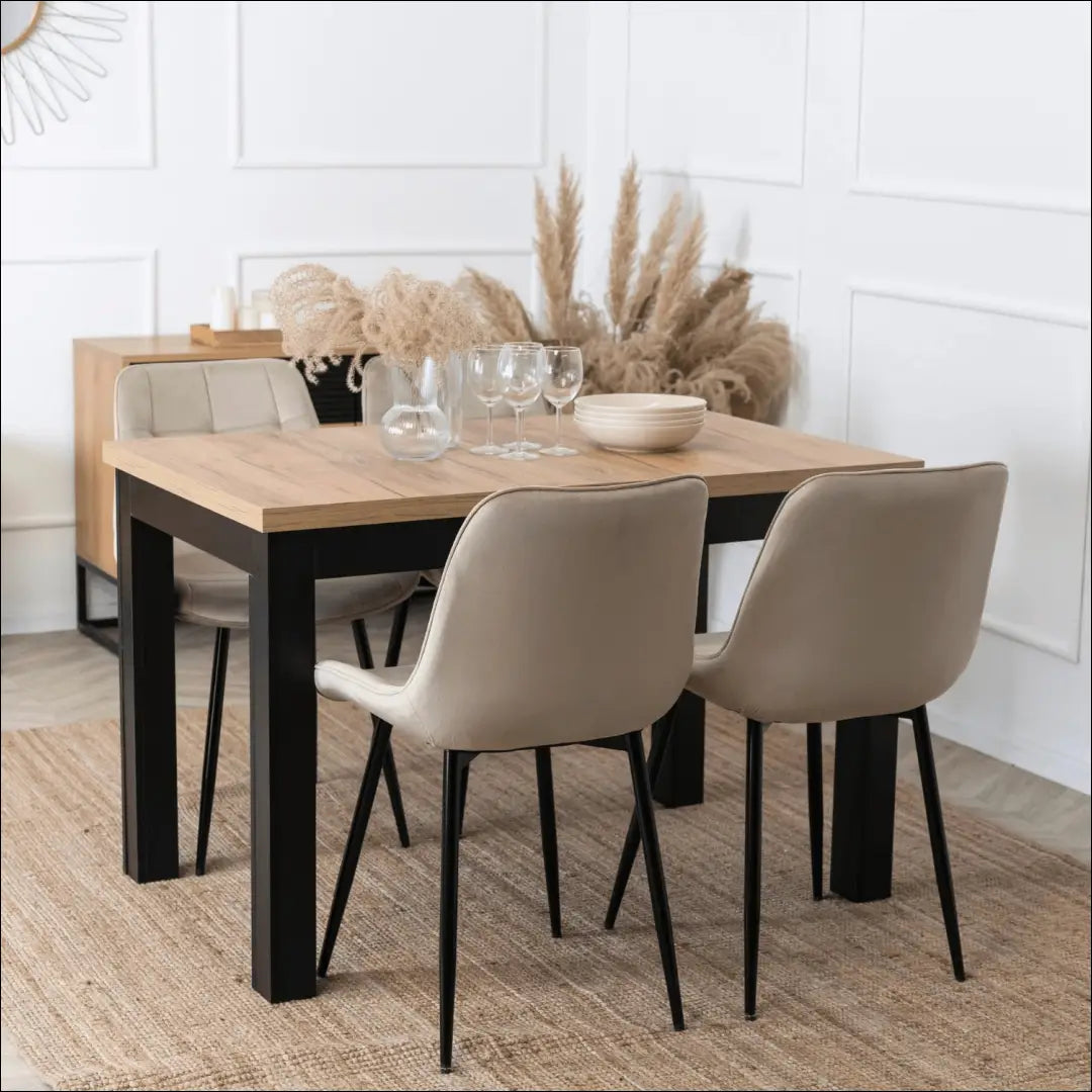 Prailginamas stalas iš medžio drožlių plokštės juodos spalvos / ąžuolo 120-160 cm TE505 - €190 Save 15% 100-200,