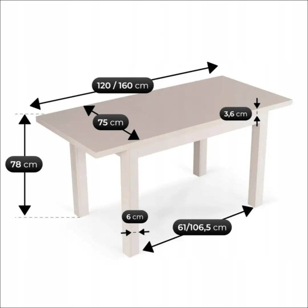Prailginamas stalas iš medžio drožlių plokštės kašmyro spalvos 120-160 cm TE1253 - €197 Save 15% 100-200,