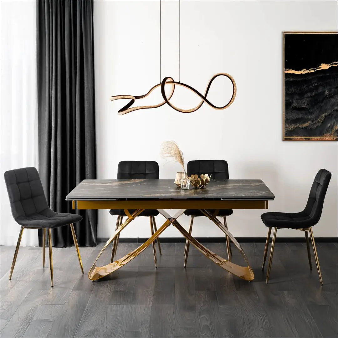 Prailginamas stalas su keraminiu stalviršiu auksinės spalvos / marmuro 160-240 cm TE726 - €744 Save 15%