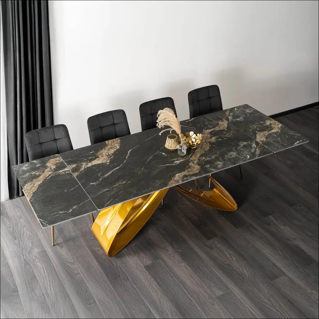 Prailginamas stalas su keraminiu stalviršiu auksinės spalvos / marmuro 160-240 cm TE726 - €744 Save 15%
