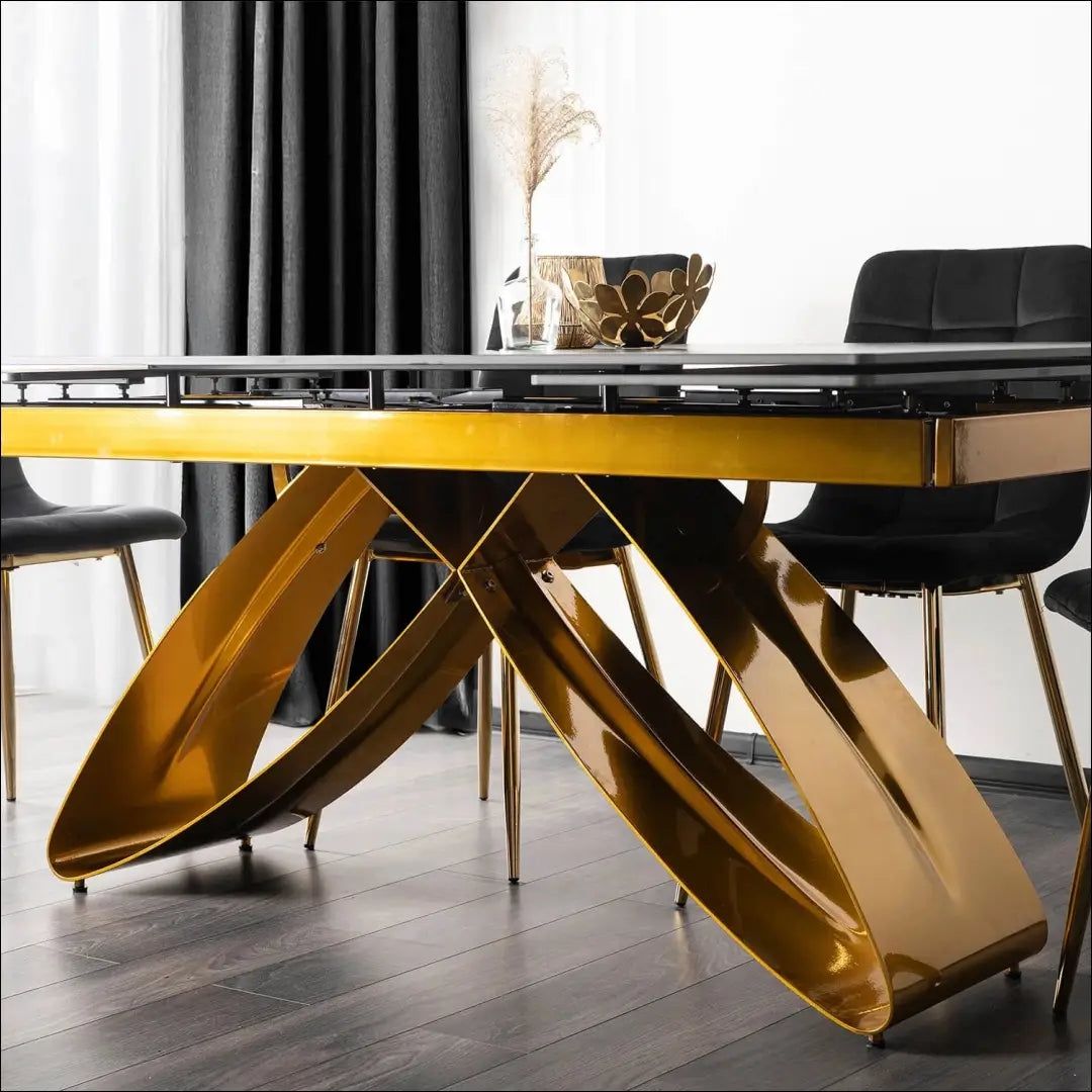 Prailginamas stalas su keraminiu stalviršiu auksinės spalvos / marmuro 160-240 cm TE726 - €744 Save 15%