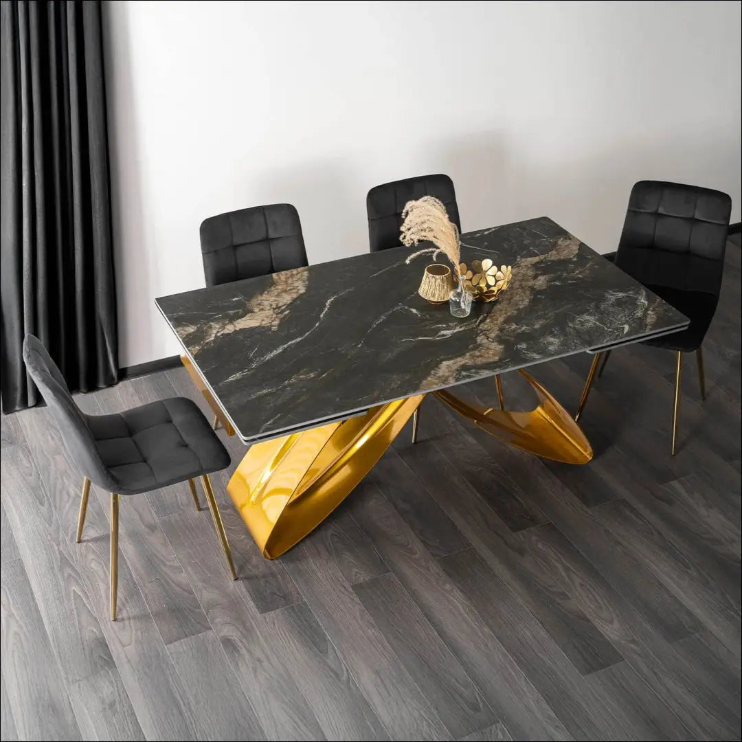 Prailginamas stalas su keraminiu stalviršiu auksinės spalvos / marmuro 160-240 cm TE726 - €744 Save 15%