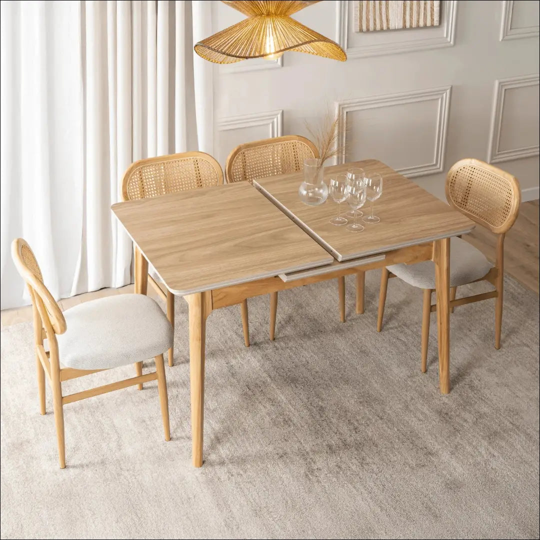 Prailginamas stalas su keraminiu stalviršiu ąžuolo spalvos 120-160 cm TE1010 - €277 Save 15% __label:Pristatymas 5-14