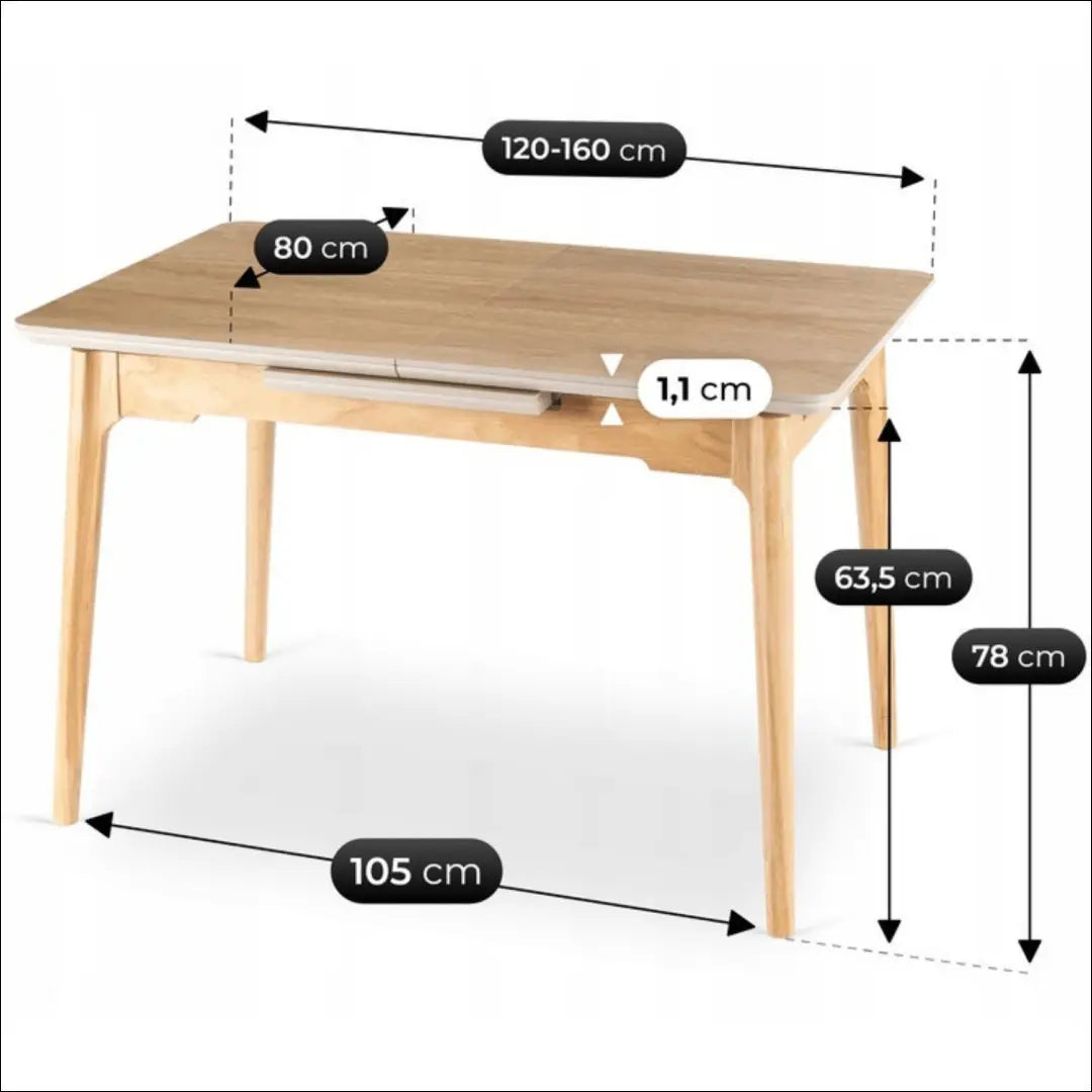 Prailginamas stalas su keraminiu stalviršiu ąžuolo spalvos 120-160 cm TE1010 - €277 Save 15% __label:Pristatymas 5-14