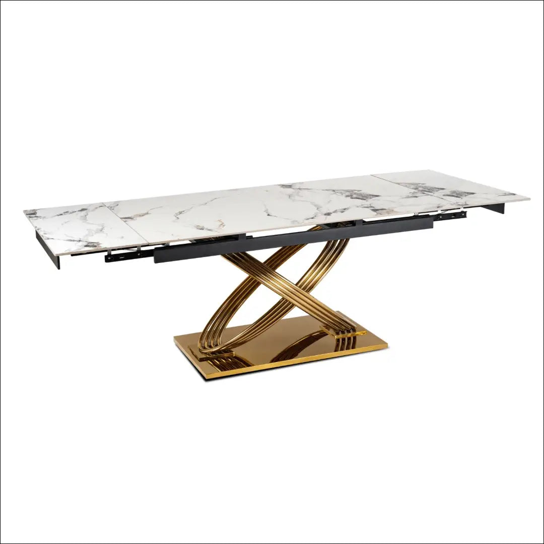 Prailginamas stalas su keraminiu stalviršiu baltos spalvos / auksinės 160-240 cm TE823 - €729 Save 15%