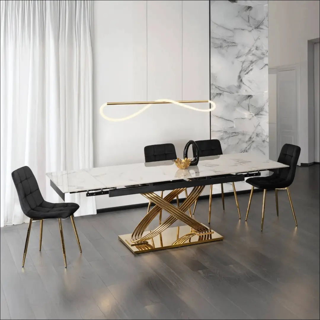 Prailginamas stalas su keraminiu stalviršiu baltos spalvos / auksinės 160-240 cm TE823 - €729 Save 15%