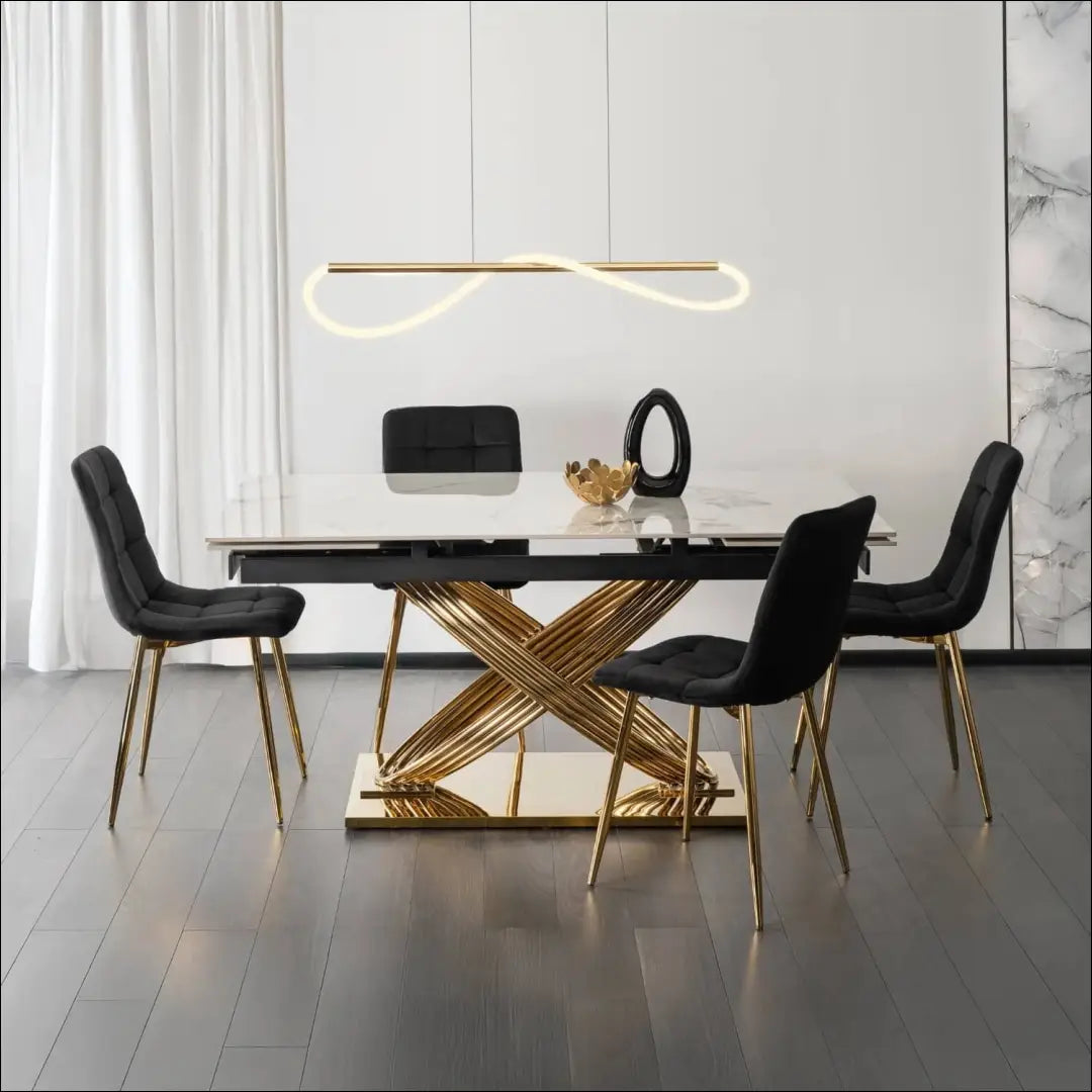 Prailginamas stalas su keraminiu stalviršiu baltos spalvos / auksinės 160-240 cm TE823 - €729 Save 15%