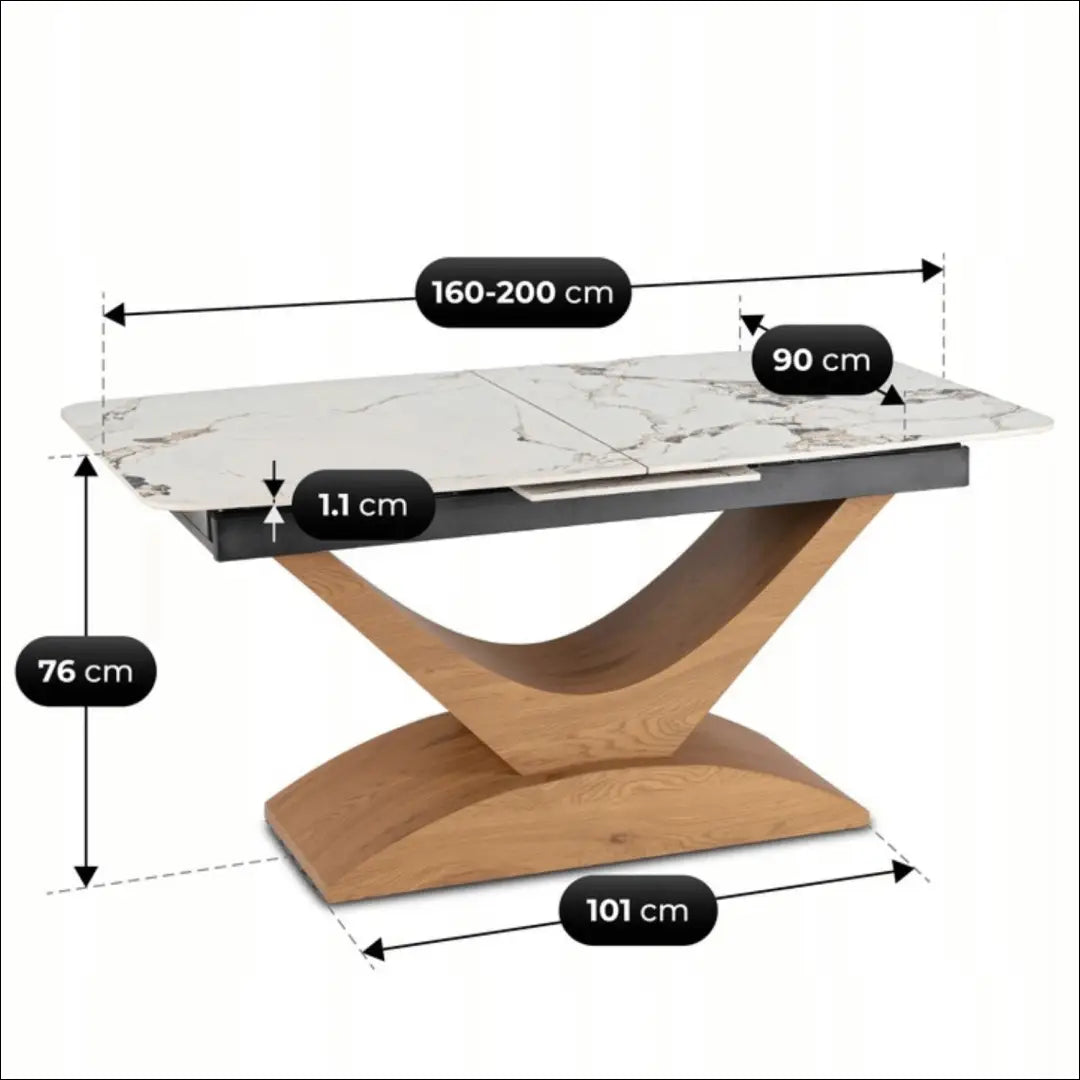 Prailginamas stalas su keraminiu stalviršiu baltos spalvos / ąžuolo 160-200 cm TE933 - €560 Save 15%