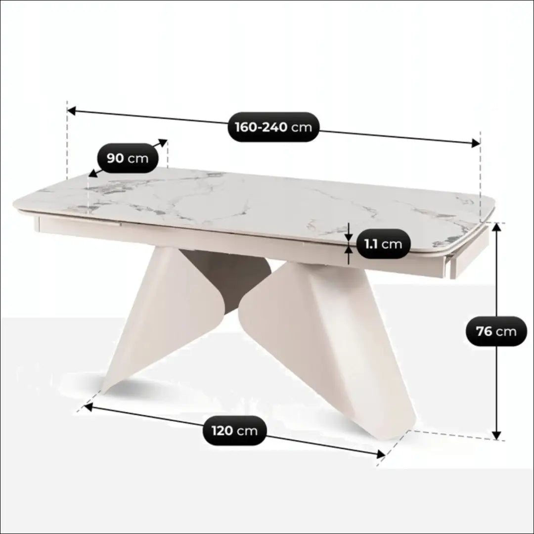 Prailginamas stalas su keraminiu stalviršiu baltos spalvos / marmuro 160-240 cm TE970 - €737 Save 15%