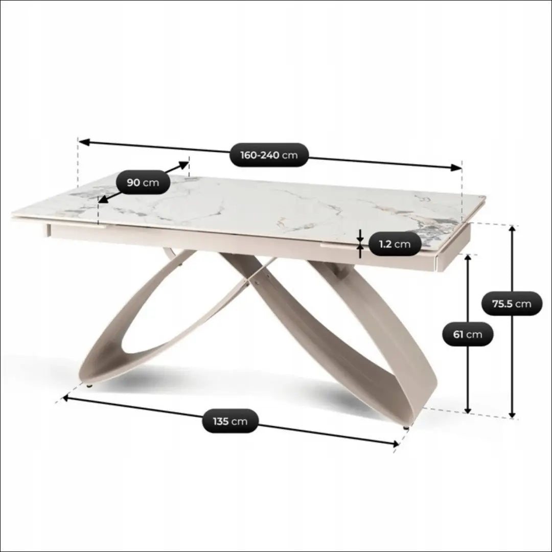 Prailginamas stalas su keraminiu stalviršiu baltos spalvos / marmuro 160-240 cm TE724 - €687 Save 15%