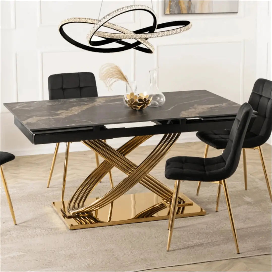 Prailginamas stalas su keraminiu stalviršiu juodos spalvos / auksinės 160-240 cm TE824 - €729 Save 15%