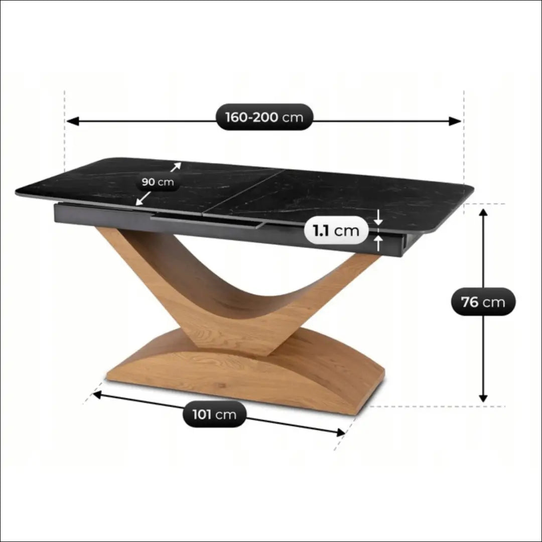 Prailginamas stalas su keraminiu stalviršiu juodos spalvos / ąžuolo 160-200 cm TE935 - €384 Save 15%