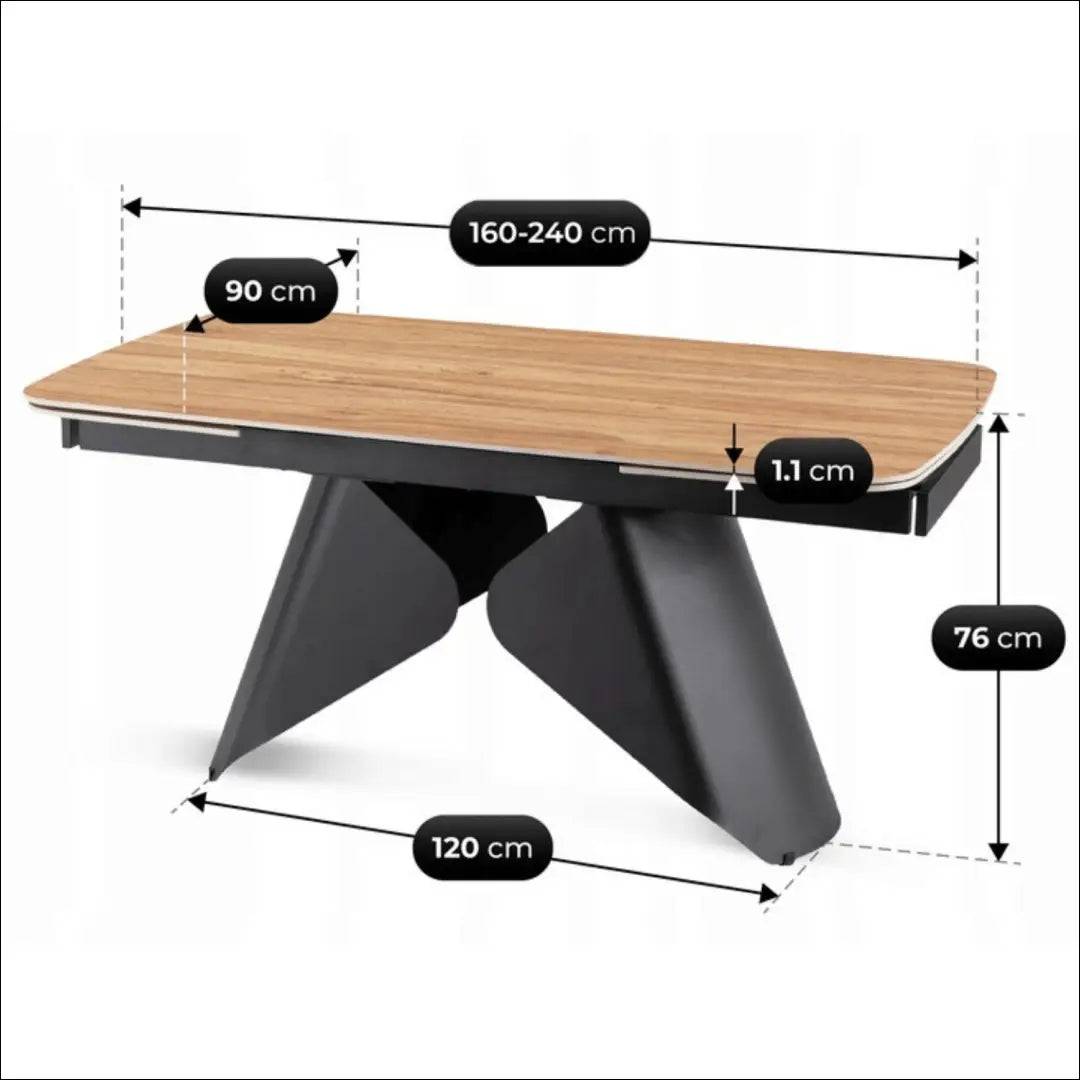 Prailginamas stalas su keraminiu stalviršiu juodos spalvos / ąžuolo 160-240 cm TE984 - €525 Save 15%