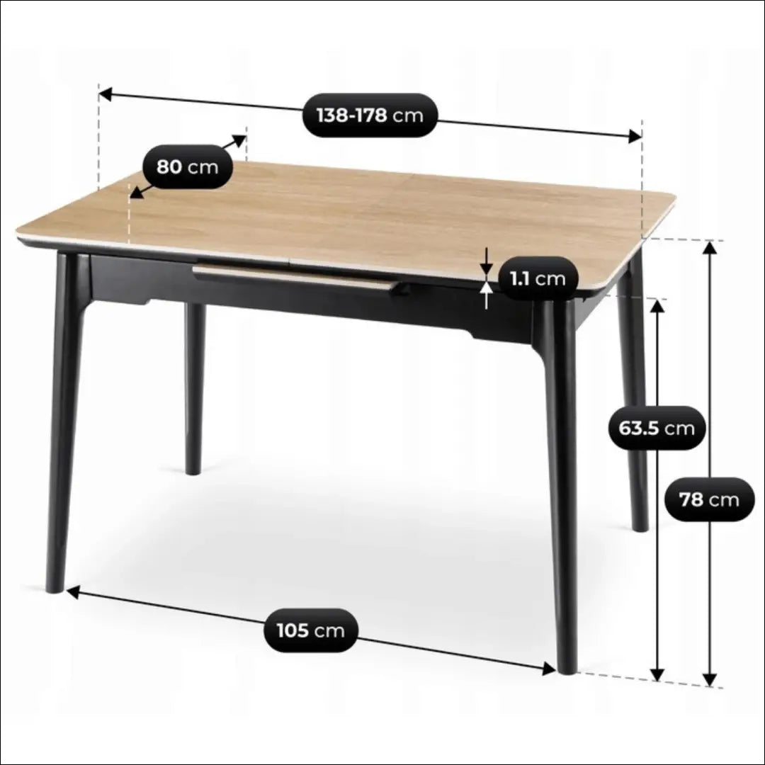 Prailginamas stalas su keraminiu stalviršiu juodos spalvos / ąžuolo 138-178 cm TE1012 - €294 Save 15%