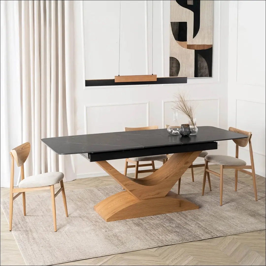 Prailginamas stalas su keraminiu stalviršiu juodos spalvos / ąžuolo 160-200 cm TE935 - €384 Save 15%