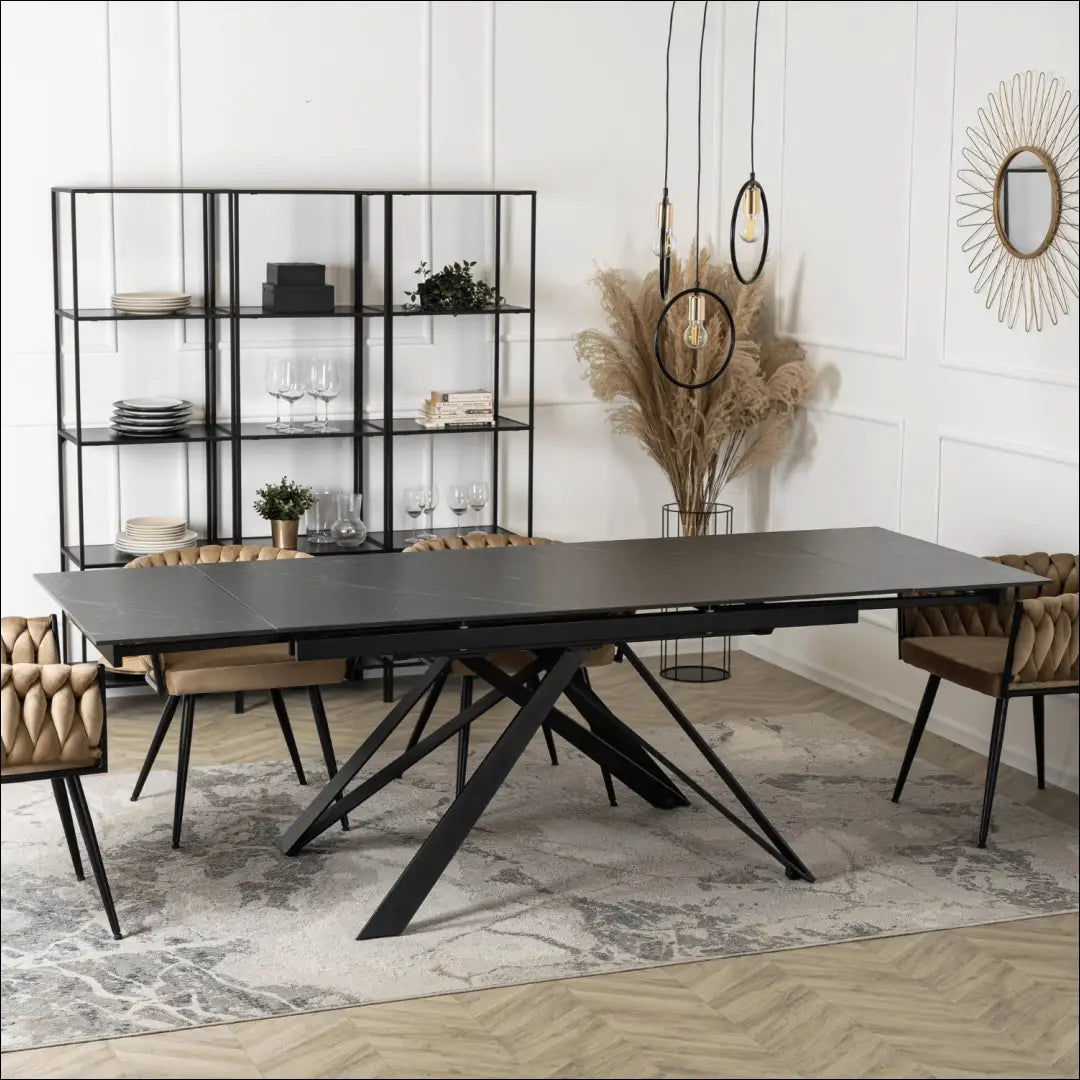 Prailginamas stalas su keraminiu stalviršiu juodos spalvos / marmuro 160-240 cm TE231 - €463 Save 15%