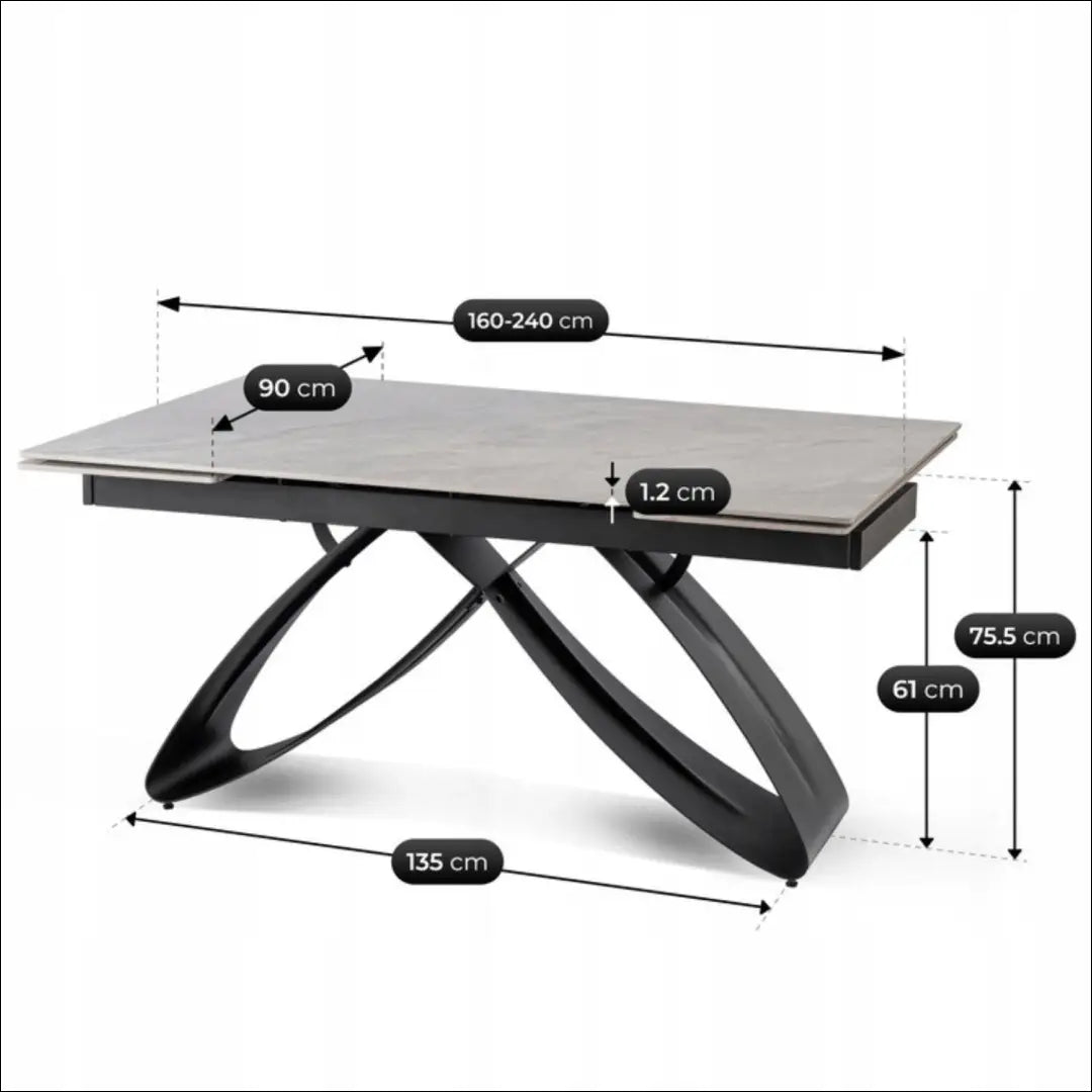 Prailginamas stalas su keraminiu stalviršiu juodos spalvos / pilkos 160-240 cm TE723 - €687 Save 15%