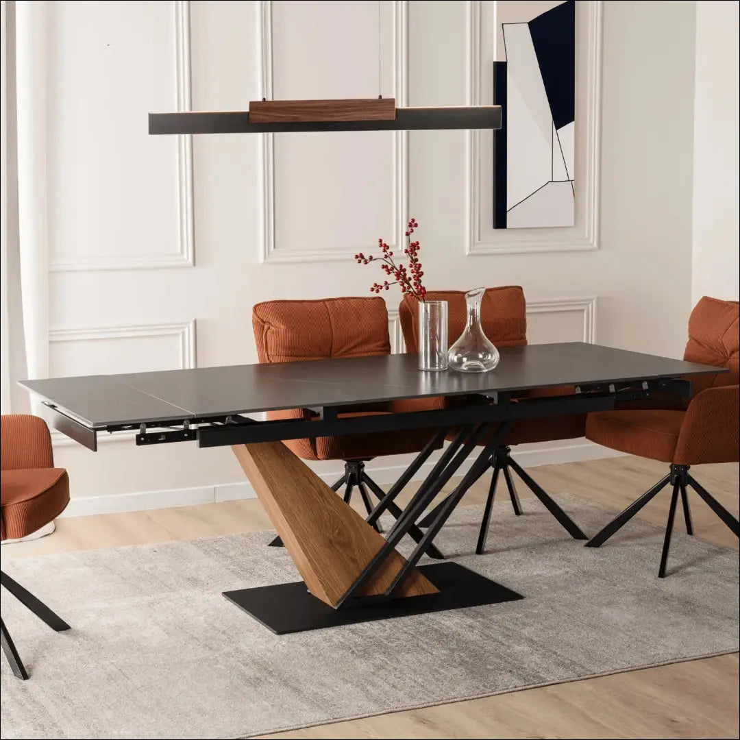 Prailginamas stalas su keraminiu stalviršiu juodos spalvos / riešuto 160-220 cm TE233 - €468 Save 15%