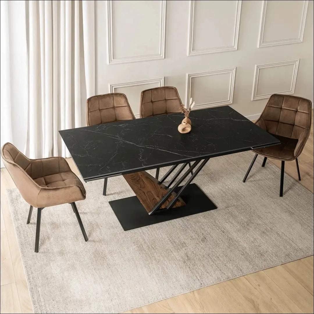 Prailginamas stalas su keraminiu stalviršiu juodos spalvos / riešuto 180-240 cm TE718 - €435 Save 15%