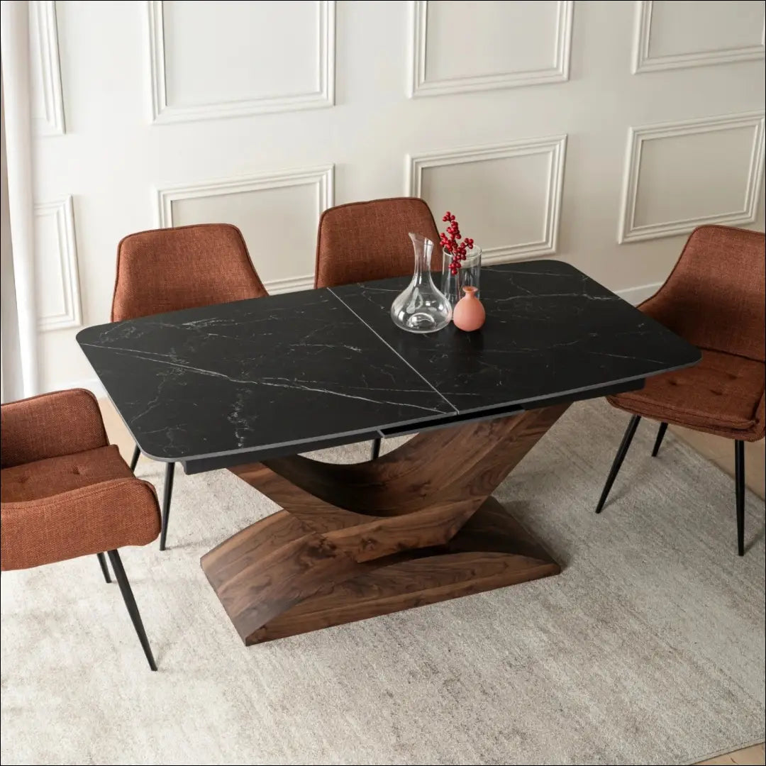 Prailginamas stalas su keraminiu stalviršiu juodos spalvos / riešuto 160-200 cm TE934 - €384 Save 15%