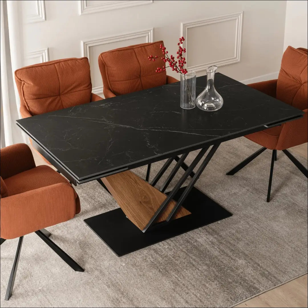 Prailginamas stalas su keraminiu stalviršiu juodos spalvos / riešuto 160-220 cm TE233 - €468 Save 15%
