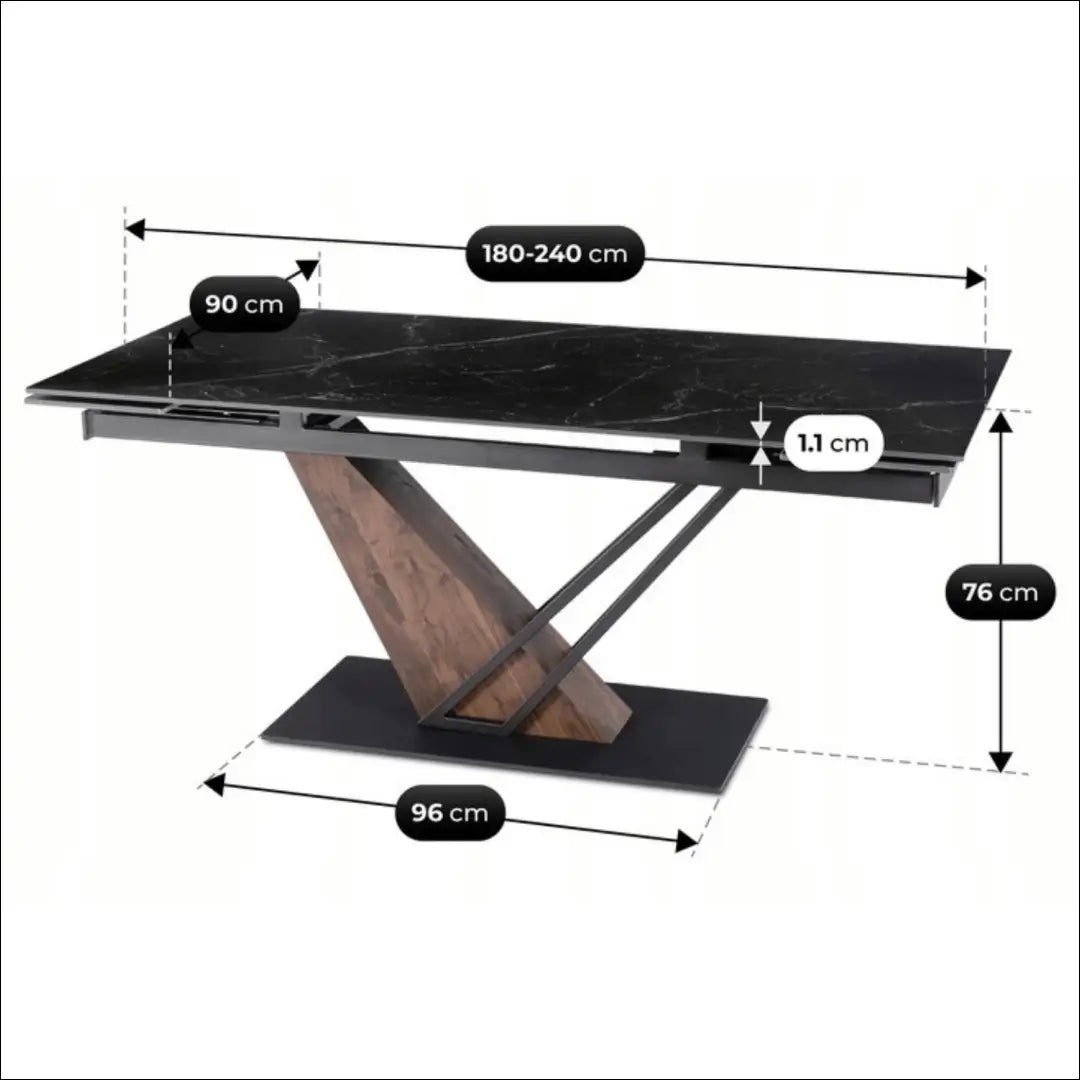 Prailginamas stalas su keraminiu stalviršiu juodos spalvos / riešuto 180-240 cm TE718 - €435 Save 15%