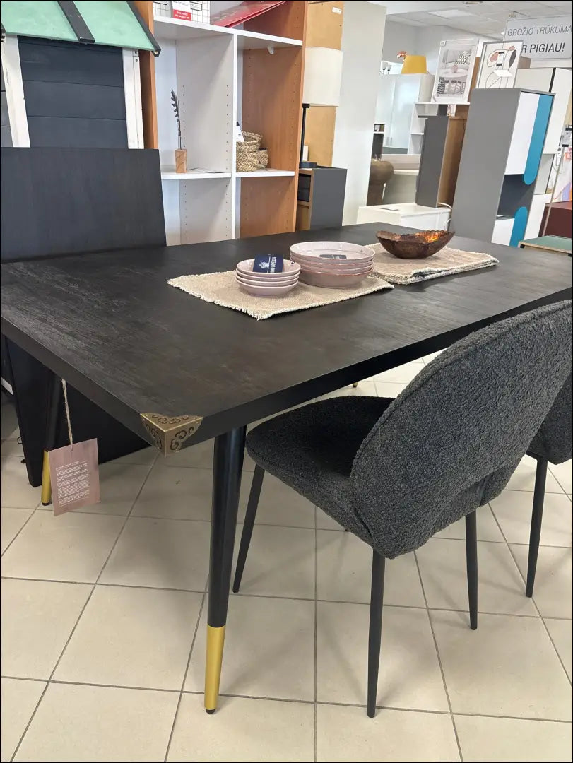 Prailginamas valgomojo stalas VI1023 - €436 Save 55% __label:Pristatymas 1-2 d.d., color-auksine, color-juoda,