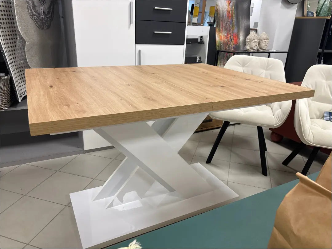 Prailginamas valgomojo stalas VI1171 - €230 Save 50% __label:Pristatymas 1-2 d.d., color-balta, color-ruda,