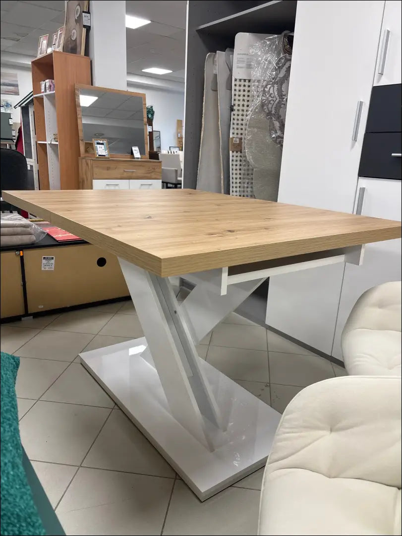 Prailginamas valgomojo stalas VI1171 - €230 Save 50% __label:Pristatymas 1-2 d.d., color-balta, color-ruda,