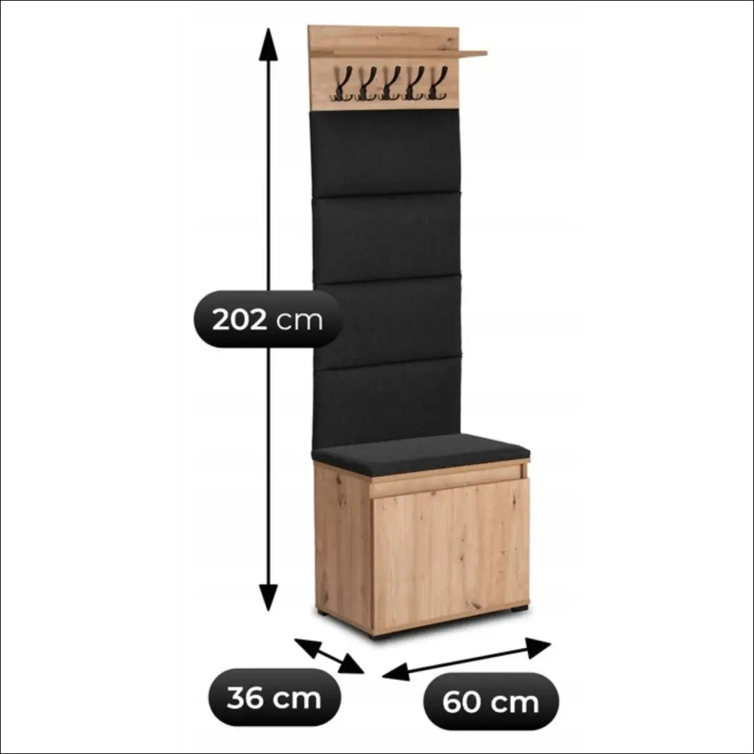 Prieškambario baldų komplektas iš medžio drožlių plokštės ąžuolo spalvos / grafito 60 cm TE1199 - €259 Save 15%
