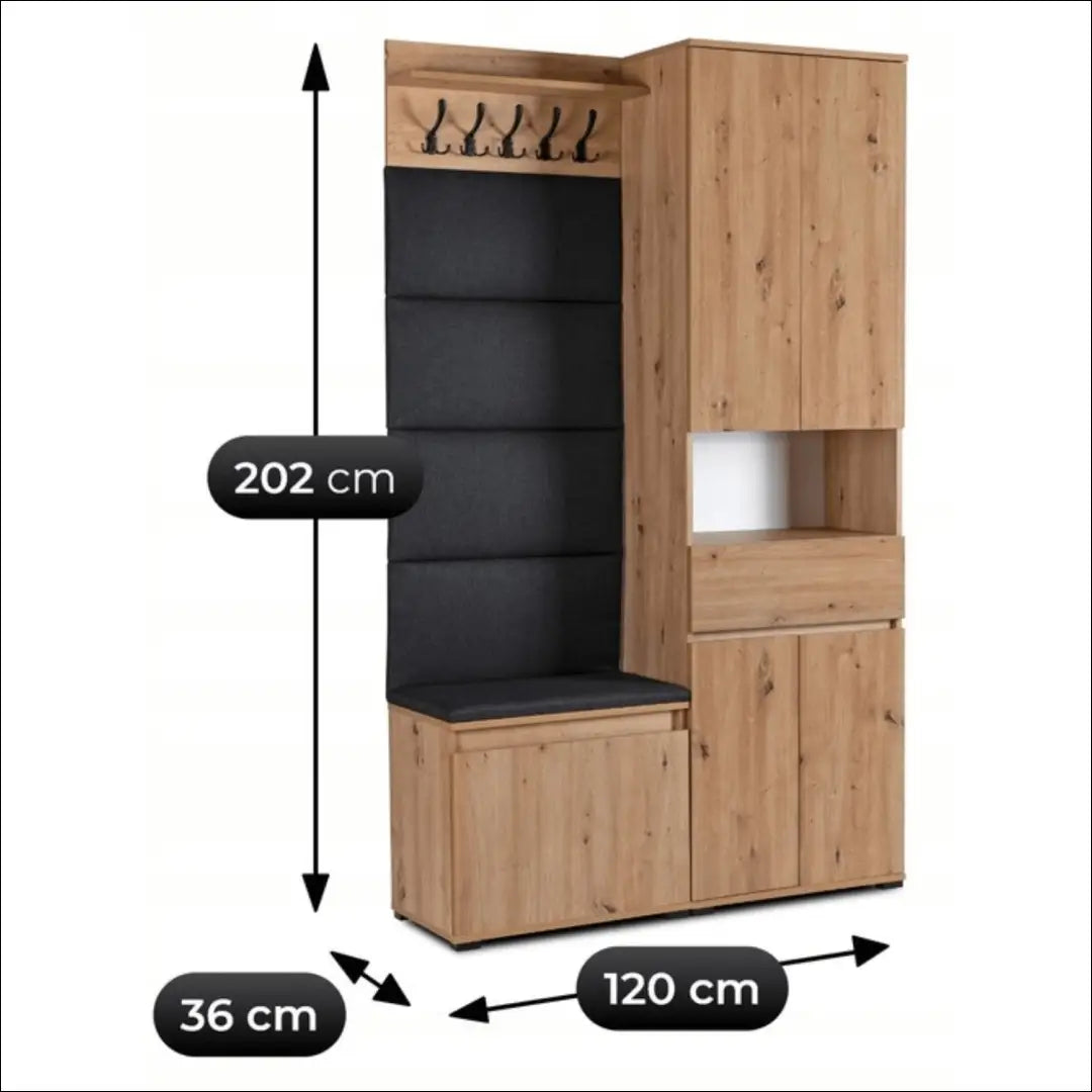 Prieškambario baldų komplektas iš medžio drožlių plokštės ąžuolo spalvos / grafito 120 cm TE1200 - €493 Save 15%
