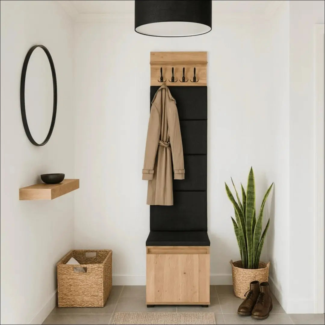Prieškambario baldų komplektas iš medžio drožlių plokštės ąžuolo spalvos / grafito 50 cm TE1203 - €247 Save 15%