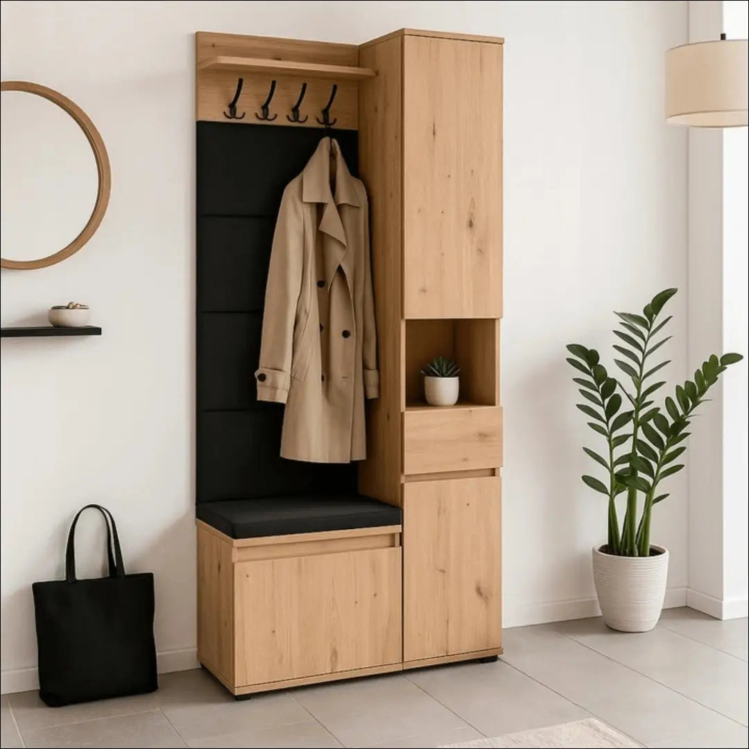 Prieškambario baldų komplektas iš medžio drožlių plokštės ąžuolo spalvos / grafito 80 cm TE1202 - €366 Save 15%