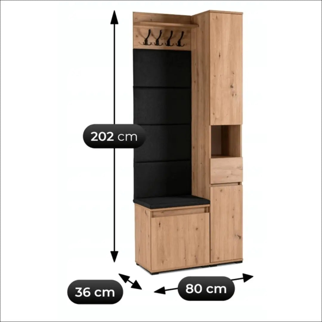 Prieškambario baldų komplektas iš medžio drožlių plokštės ąžuolo spalvos / grafito 80 cm TE1202 - €366 Save 15%