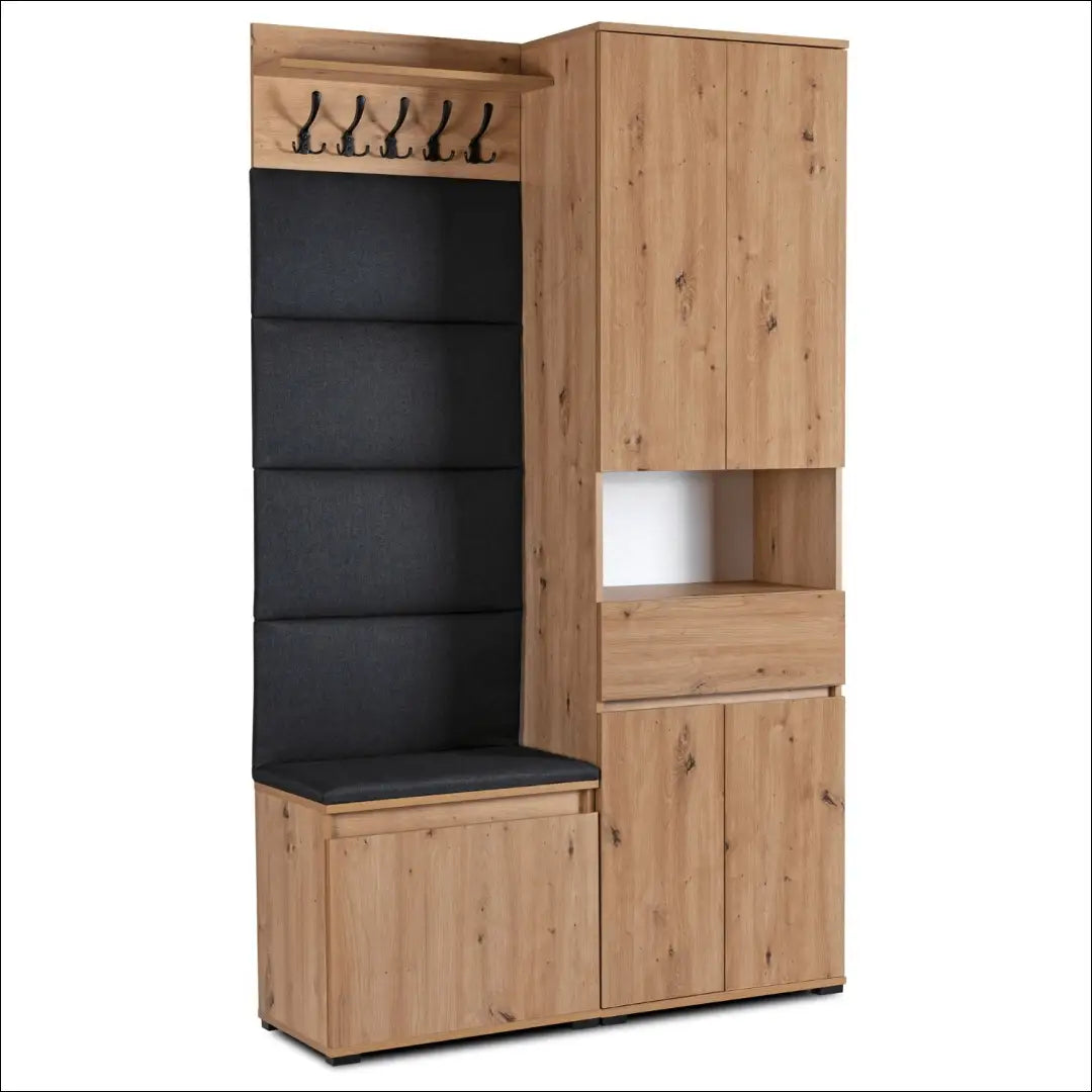 Prieškambario baldų komplektas iš medžio drožlių plokštės ąžuolo spalvos / grafito 120 cm TE1200 - €493 Save 15%