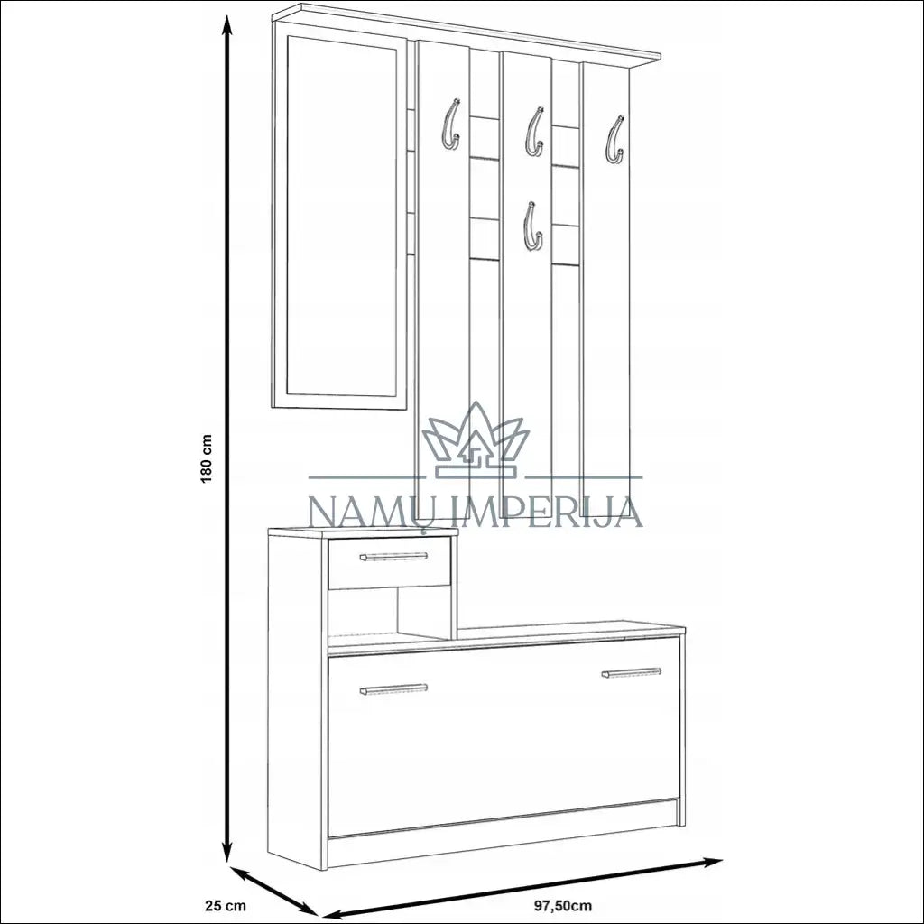 Prieškambario komplektas KI1128 - €59 Save 65% 50-100, __label:Pristatymas 1-2 d.d., color-balta, color-ruda,